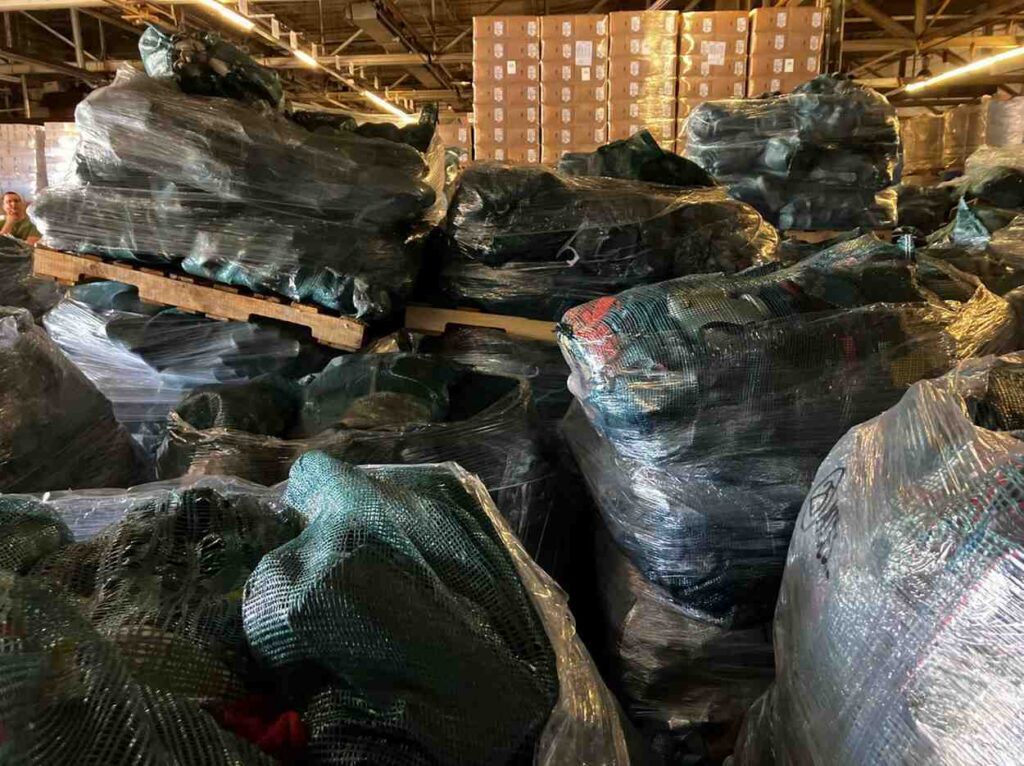 bales of second hand clothing